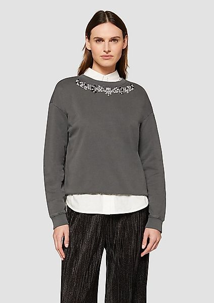 s.Oliver Sweatshirt Sweatshirt Gewaschenes Sweatshirt mit Schmucksteinen günstig online kaufen