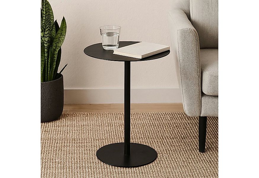 Koopman Beistelltisch Sofatisch Metalltisch Rund 53x35x25 cm Beige / Schwar günstig online kaufen