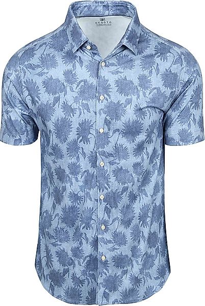 Desoto Short Sleeve Hemd Druck Bleached Denim - Größe S günstig online kaufen