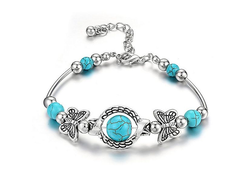 KARMA Armband Damen Boho Altsilber Türkis Retro-Look (Damenarmband, 1-tlg., günstig online kaufen