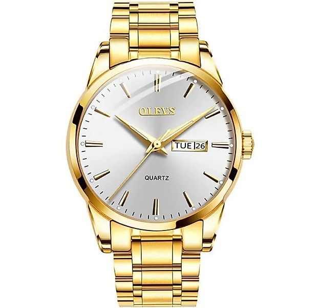 OLEVS Quarzuhr Business Herrenuhr stilvoll und elegant Gold Zifferblatt Wei günstig online kaufen