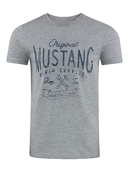 MUSTANG T-Shirt Herren Printshirt Regular Fit (1-tlg) Kurzarm Tee Shirt mit günstig online kaufen