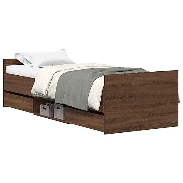 vidaXL Bettgestell mit Kopf- und Fußteil Braun Eichen-Optik 100x200 cm 3203 günstig online kaufen