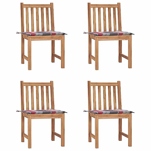Gartenstühle 4 Stk. Mit Kissen Massivholz Teak günstig online kaufen