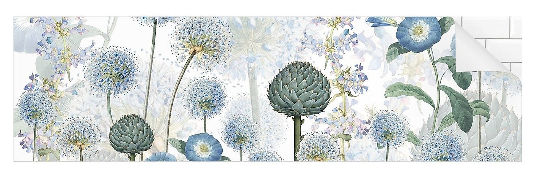Bilderdepot24 Küchenrückwand blau Blumen Natur Blaue Alliumdolden im Wind, günstig online kaufen