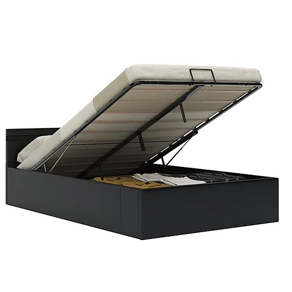vidaXL Stauraumbett Hydraulisch mit LED Schwarz Kunstleder 140x200 cm619305 günstig online kaufen