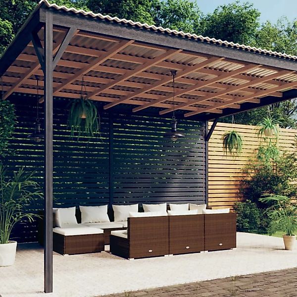 Vidaxl 10-tlg. Garten-lounge-set Mit Kissen Braun Poly Rattan günstig online kaufen