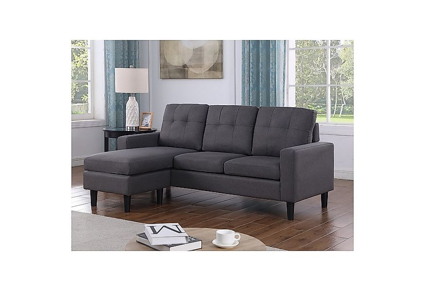 HTI-Living Ecksofa Ecksofa Reva Grau, Stück 1 Teile, Dreisitzer mit Hocker günstig online kaufen