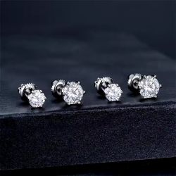 Runde Perlé Paar Ohrstecker zarte Moissanite günstig online kaufen