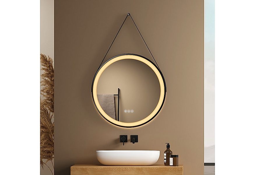 EMKE Badspiegel Antibeschlage 3 Lichtfarben Badezimmerspiegel mit schwarz R günstig online kaufen