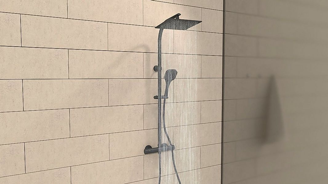 welltime Duschsystem Turin, Höhe 95 cm, eckiges Überkopfbrauseset mit Therm günstig online kaufen