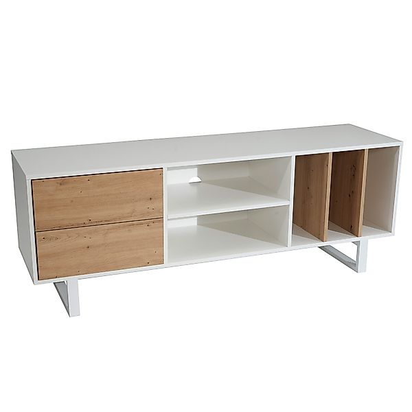 FINEBUY Lowboard FB56045 (Weiß / Eiche-Dekor, günstig online kaufen