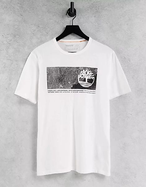 Timberland – Linear – T-Shirt mit Gafik-Weiß günstig online kaufen