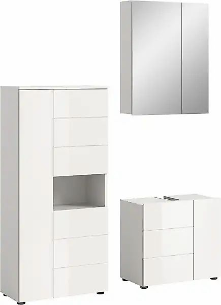 welltime Badmöbel-Set »Biel, Höhe 190 cm, Midischrank, Unterschrank, Spiege günstig online kaufen