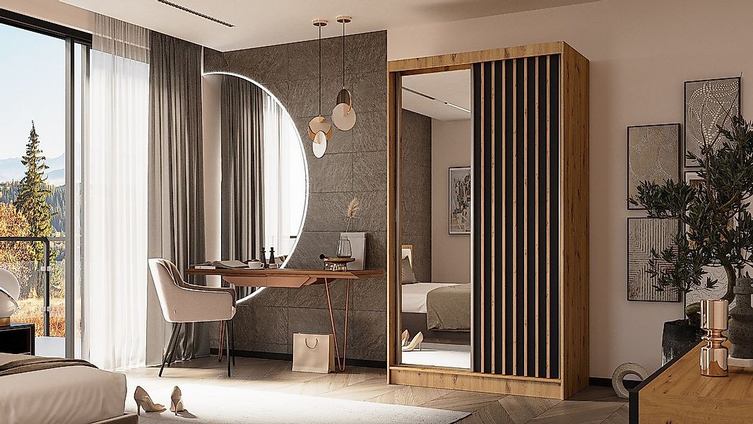 ALTDECOR Schiebetürenschrank LAMELO (Kleiderschrank Garderobenschrank mit v günstig online kaufen
