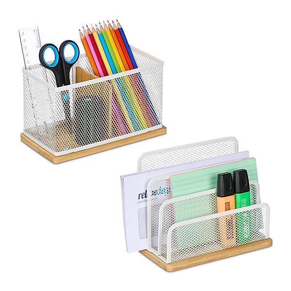 relaxdays Schreibtischaufsatz 2-teiliges Schreibtisch Organizer Set günstig online kaufen