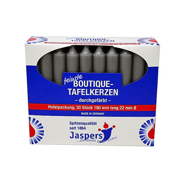 Jaspers Kerzen Tafelkerze Boutique-Kerzen Hotelpackung tauben-grau 30er Pac günstig online kaufen