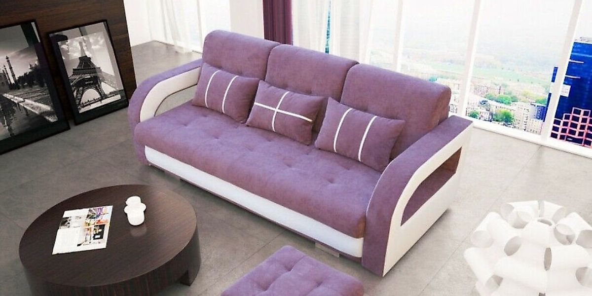 JVmoebel Sofa Schlafsofa Klappcouch 3-Sitzer Schlaffunktion + Bettkasten Co günstig online kaufen