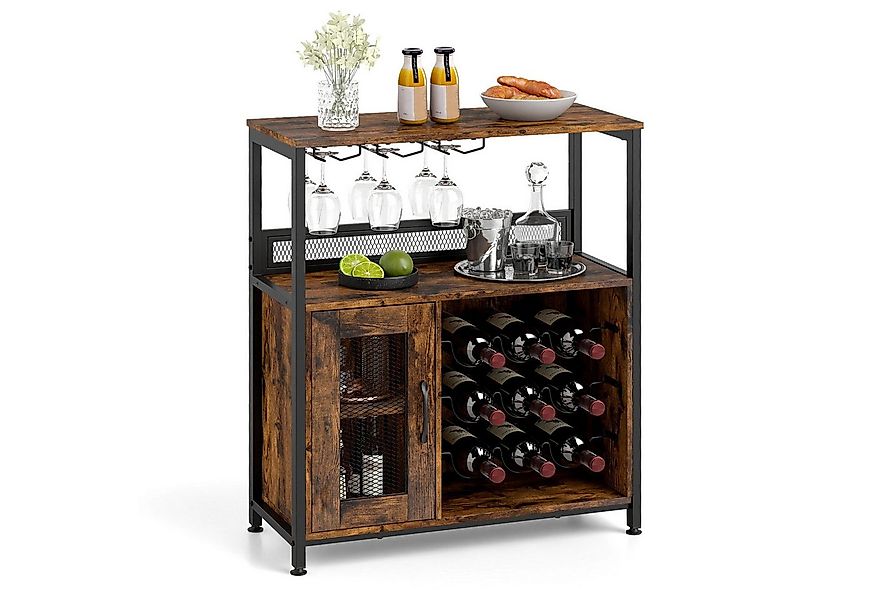 COSTWAY Weinschrank Küchenschrank mit abnehmbarem Weinregal 75x34x90,5cm günstig online kaufen