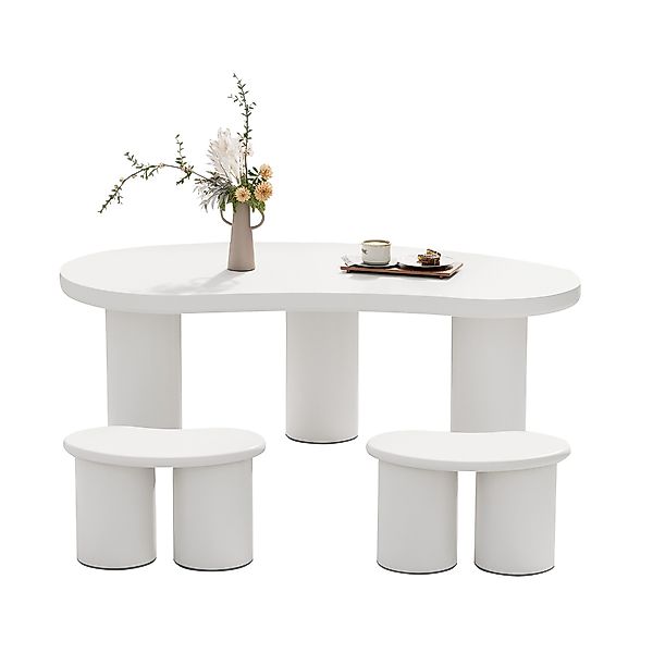 REDOM Couchtisch Couchtisch Set Halbmondform Weiß günstig online kaufen
