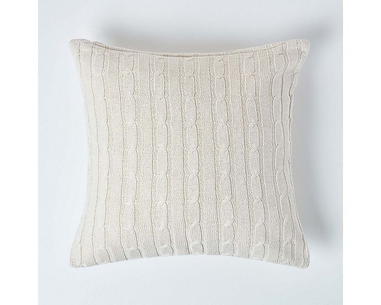 Homescapes Kissenhülle Zopfmuster-Kissenbezug in Creme, 100% Baumwolle, 45 günstig online kaufen