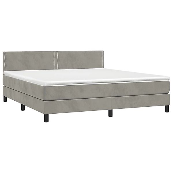 vidaXL Boxspringbett mit Matratze & LED Hellgrau 180x200 cm Samt 3134357 günstig online kaufen