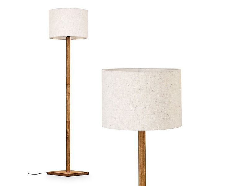 hofstein Stehlampe Stehlampe mit Holzfuß und Schirm aus Stoff, ohne Leuchtm günstig online kaufen