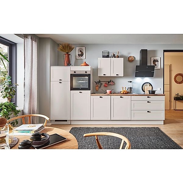 pino Küchenzeile 310 cm Kaschmirgrau Matt Anschlag,inks 2 Geräteschränke günstig online kaufen