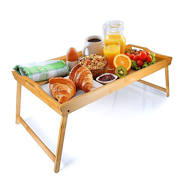 Dimono Tabletttisch Frühstückstablett Bambus Bett-Tablett, Serviertablett günstig online kaufen