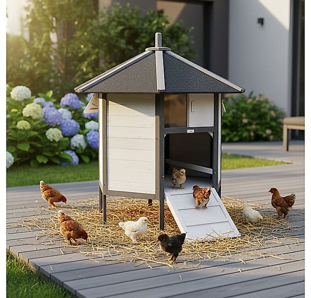 Melko Kleintierkäfig Hühnerstall Gefügelstall Kleintierstall 6-Eck Braun o. günstig online kaufen