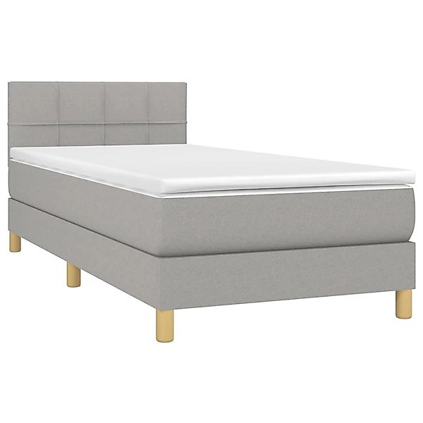 vidaXL Boxspringbett mit Matratze & LED Hellgrau 90x200 cm Stoff 3133685 günstig online kaufen