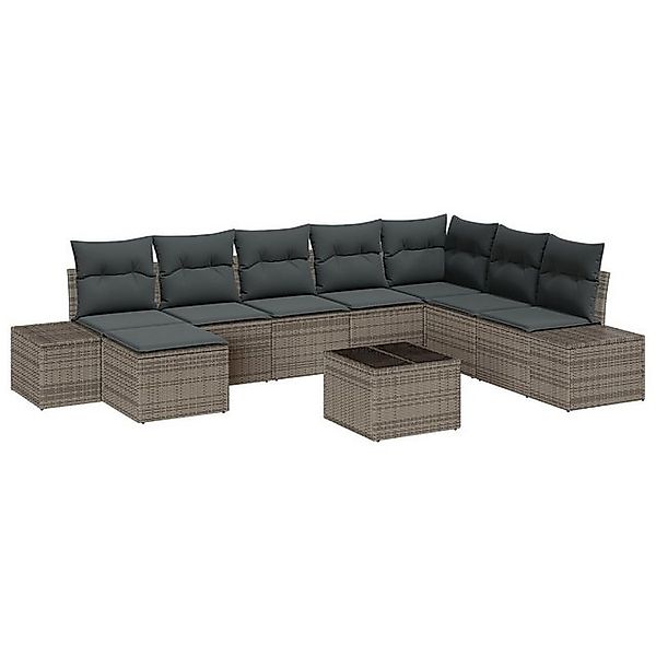 vidaXL Loungesofa 8-teiliges Garten Sofa Set mit Kissen Schwarz Poly Rattan günstig online kaufen