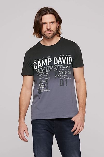 CAMP DAVID Rundhalsshirt, mit offener Kante am Ausschnitt günstig online kaufen