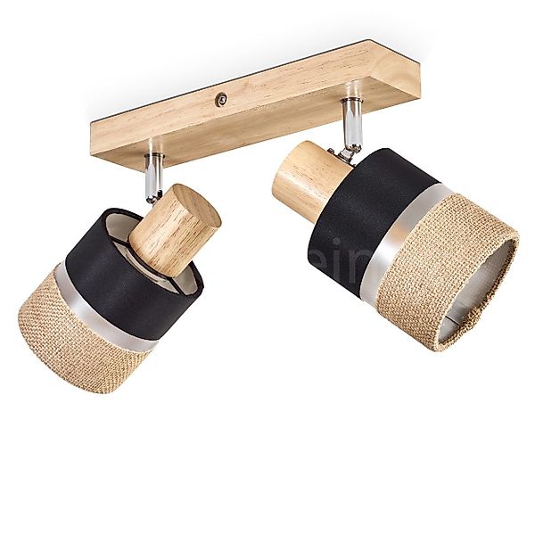 hofstein Deckenleuchte Deckenlampe aus Holz/Metall/Leinen in günstig online kaufen