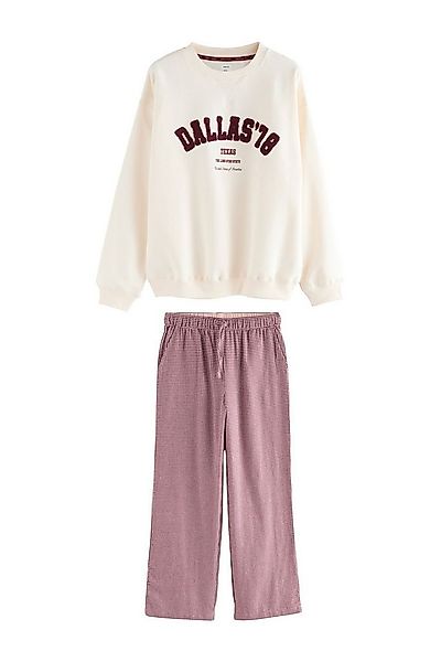 Next Pyjama Schlafanzug aus Flanell mit Sweatshirt (2 tlg) günstig online kaufen