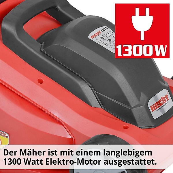 Hecht Elektrorasenmäher 1300W, 30L Fangkorb, 3-stufige günstig online kaufen
