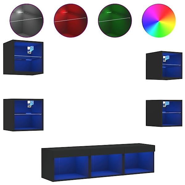 vidaXL TV-Wand 7-tlg. Wohnwand mit LED-Beleuchtung günstig online kaufen