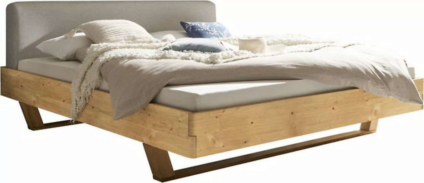Schlafkontor Massivholzbett Tisa, 180x200 cm, Bett-Kopfteil mit Stoffbezug günstig online kaufen