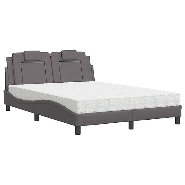 vidaXL Bett mit Matratze Grau 140x190 cm Kunstleder Modell 32011201 günstig online kaufen