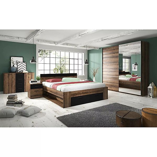 Schlafzimmer Möbel-Komplett Set Liegefläche 160x200 cm in Monastery Eiche N günstig online kaufen