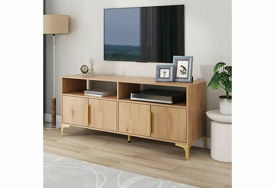 Merax TV-Schrank im Landhausstil mit großen Stauraum Lowboard mit goldenen günstig online kaufen