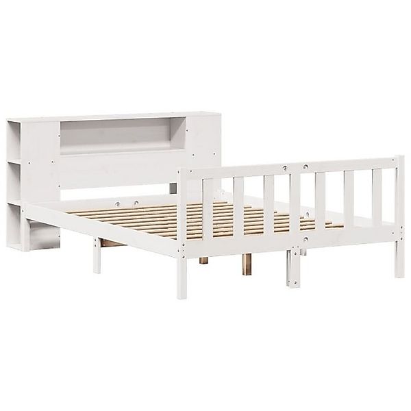 vidaXL Bett Massivholzbett mit Regal ohne Matratze Weiß 140x190 cm Kiefer günstig online kaufen