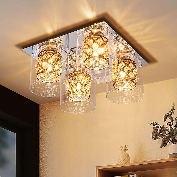 ZMH Deckenleuchte Wohnzimmer 4 Flammig Deckenlampe günstig online kaufen
