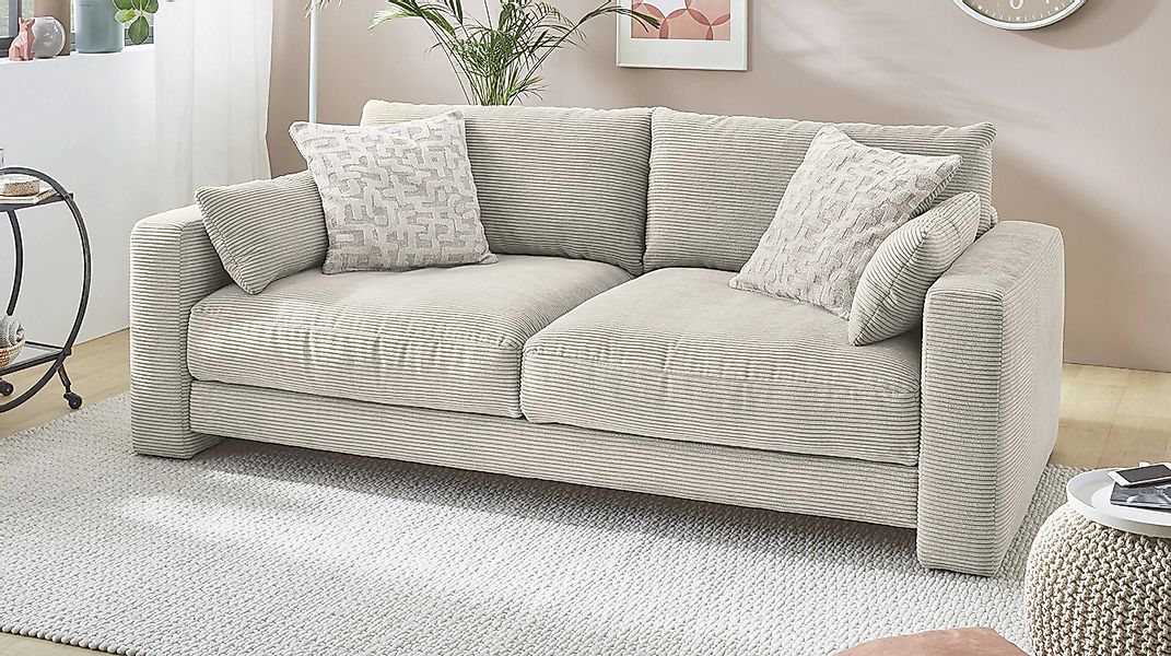 Massivart® Big-Sofa MILEY Cord grau-beige 241 günstig online kaufen