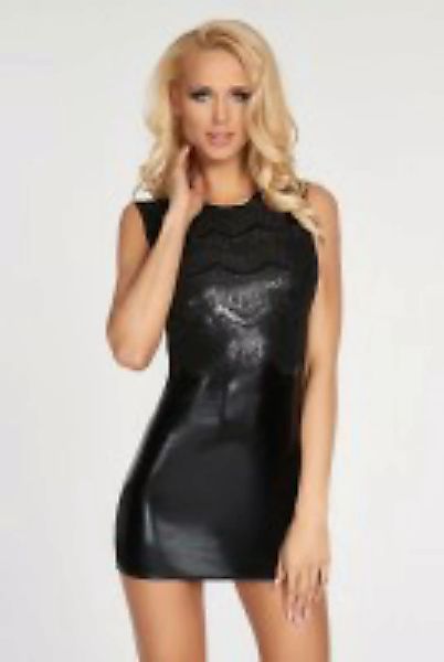 Schwarzes Wetlook-Kleid günstig online kaufen