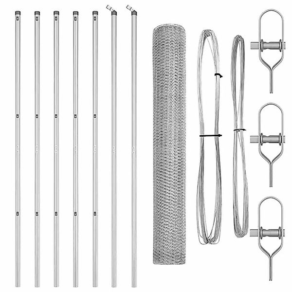 vidaXL Zaunpfosten Silber 10 x 1,2 m 13 mm Maschen Stahl 3352922 günstig online kaufen
