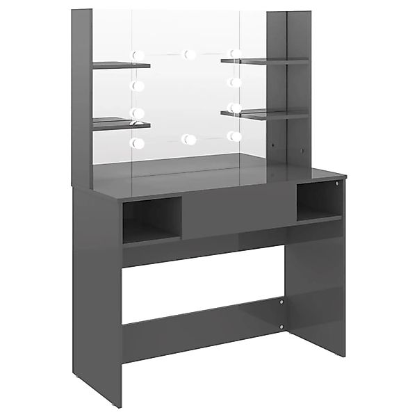 vidaXL Schminktisch LED-Beleuchtung 100x40x135 cm MDF Glänzendes Grau günstig online kaufen
