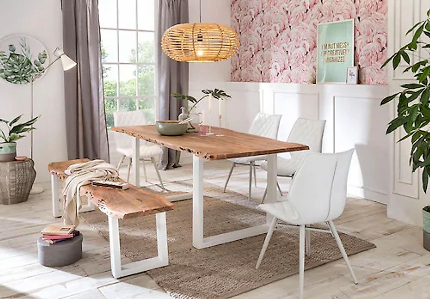 Home affaire Esstisch "Manhattan", mit Baumkantenoptik und Gestell U-Form a günstig online kaufen