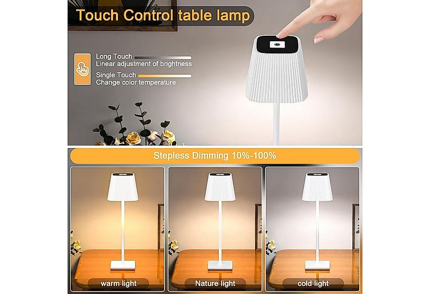 skelo LED Tischleuchte Tischlampe Kabellos, Dimmbare Tischleuchte LED mit 3 günstig online kaufen