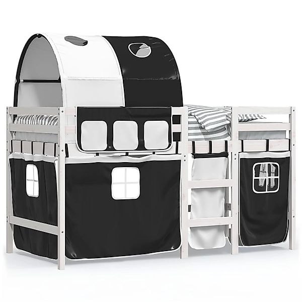 vidaXL Kinderhochbett mit Tunnel Weiß & Schwarz 80x200 cm Kiefernholz 32838 günstig online kaufen